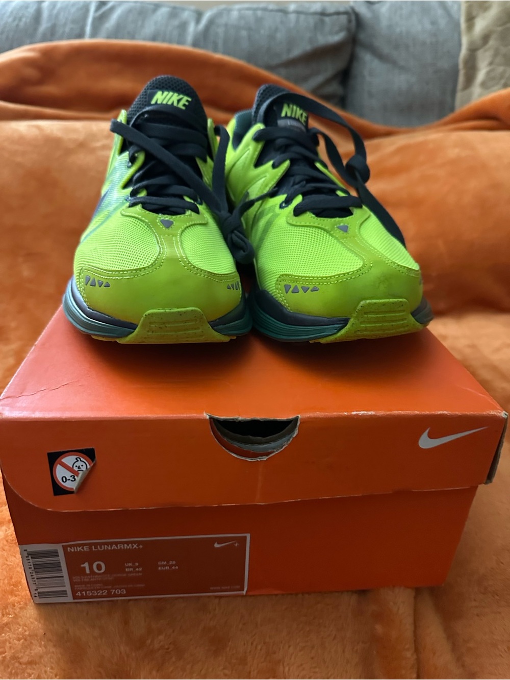 Nike LunarM+ (specifically, the "Hot Lime/Wolf Grey" Men’s Size 10